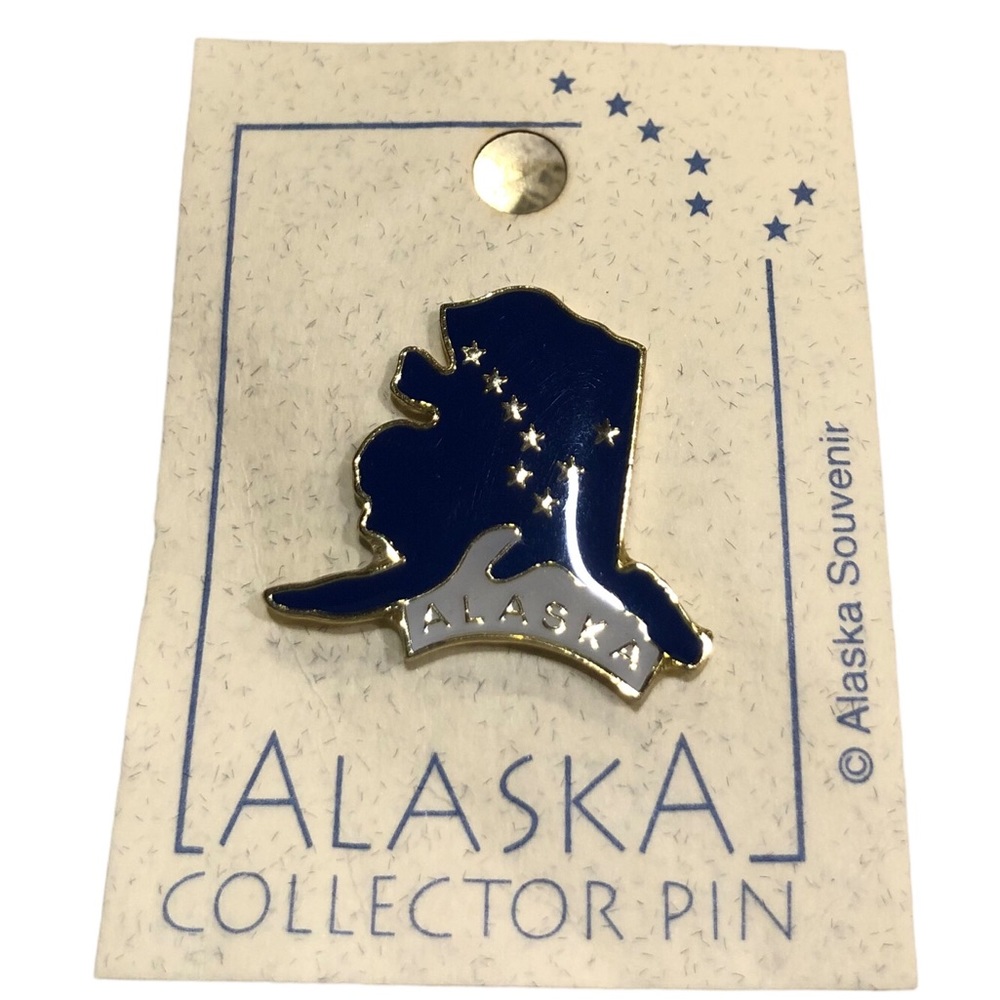 Alaska State Flag Big Dipper North Star Lapel Hat Map Pin Souvenir Tour Guide 1”